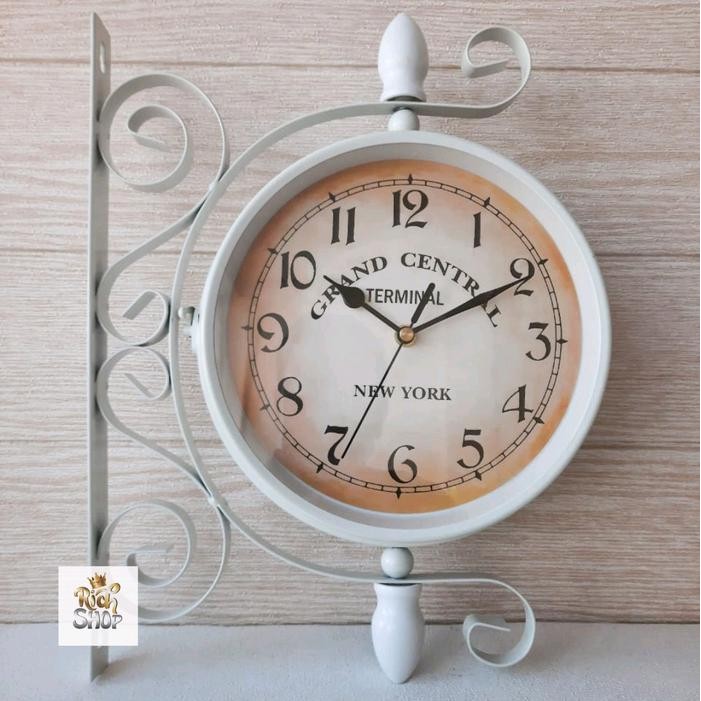 Terlaris Jam Gantung Dua Sisi Burung Shabby Vintage Garden Cafe Gaya Eropa Klasik Home Decor Besi