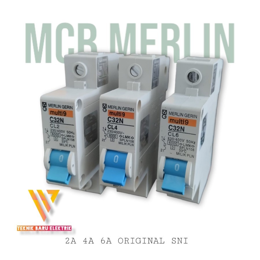 MCB MERLIN GERLIN 2A 4A 6A SNI ORI HOLOGRAM SPLN PLN BENSER 450WATT