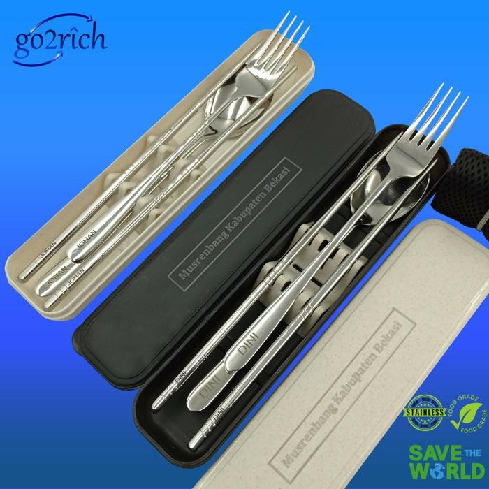 New ` Laser Marking Grafir Alat Makan Tumbler Stainless Metal Sendok Makan