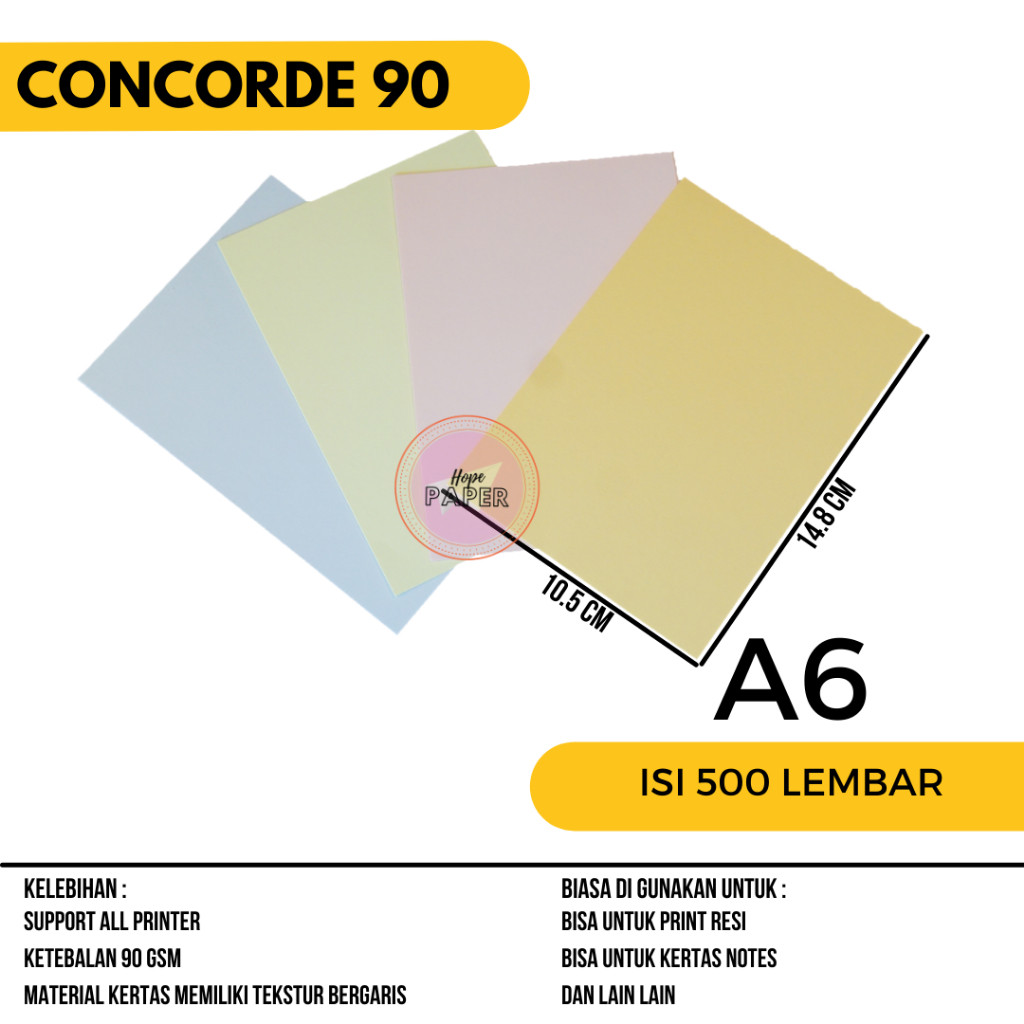 

Kertas Concorde 90gr A6 500 lembar Kertas A6 Warna Kertas Resi A6
