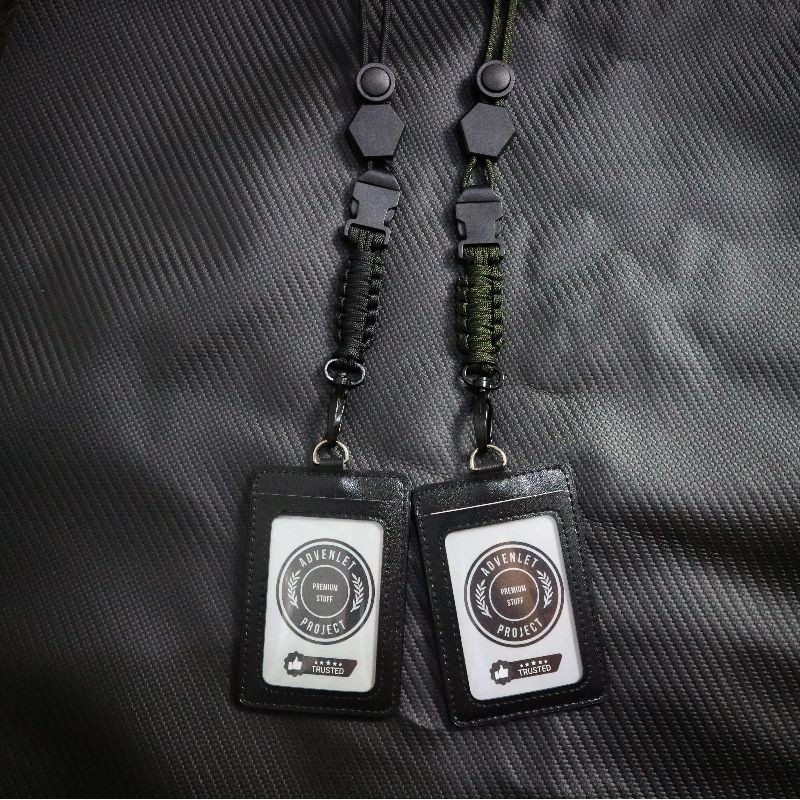 

Lanyard ID Card Tali Paracord Tactical Militer Polri Frame Kanvas Snaphook Alloy Besi Premium