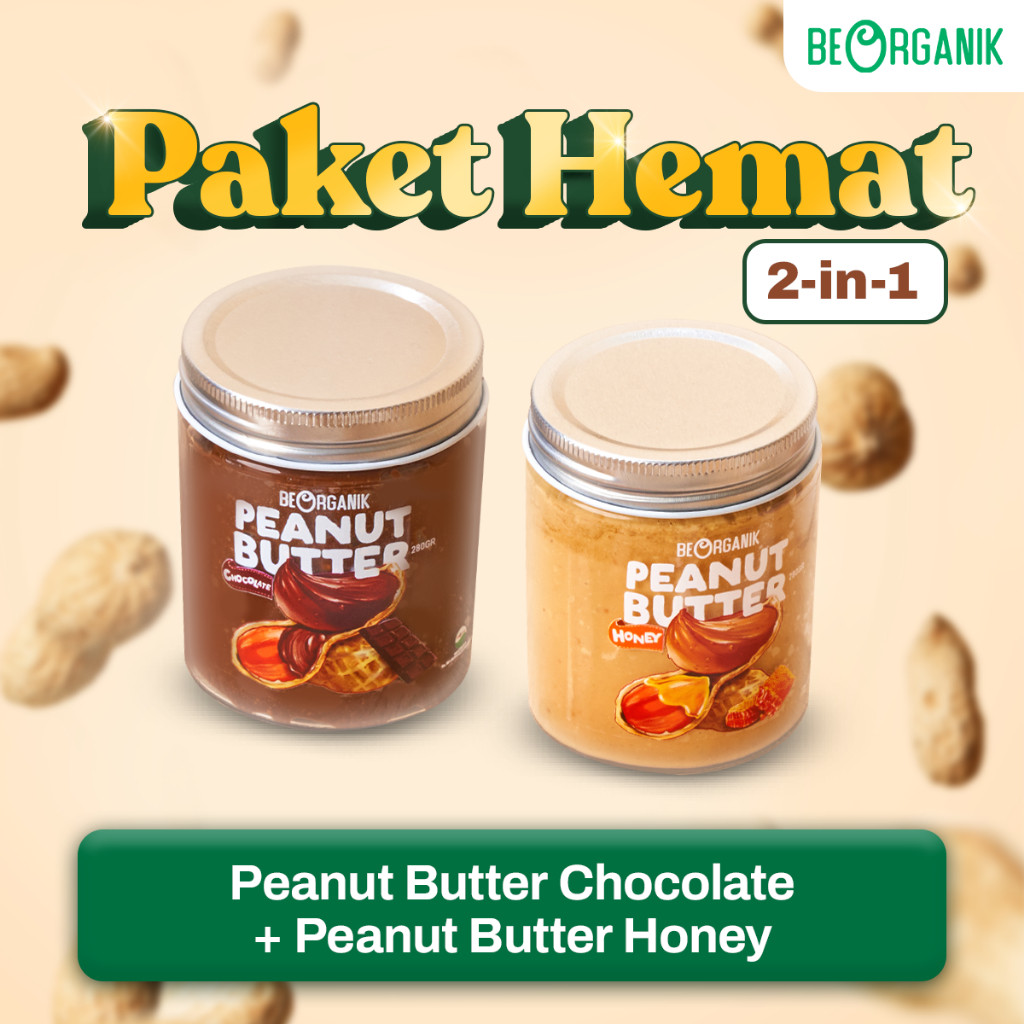 

BEORGANIK PEANUT BUTTER PACKAGE - PAKET HEMAT 2 IN 1 SELAI KACANG - GLUTEN FREE 100% ORIGINAL