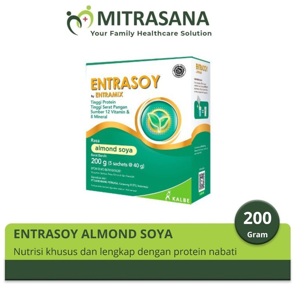 

ENTRASOY ALMOND SOYA 200 GRAM - NUTRISI KHUSUS DAN LENGKAP DENGAN PROTEIN NABATI TERLARIS
