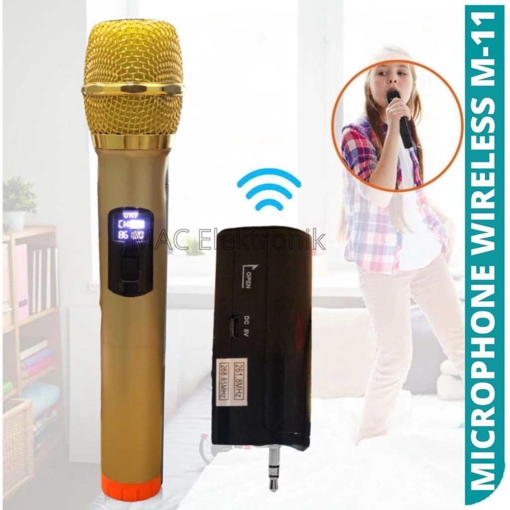 Microphone Wireless Karaoke Fleco M-11 Mic Single Tanpa Kabel Ori