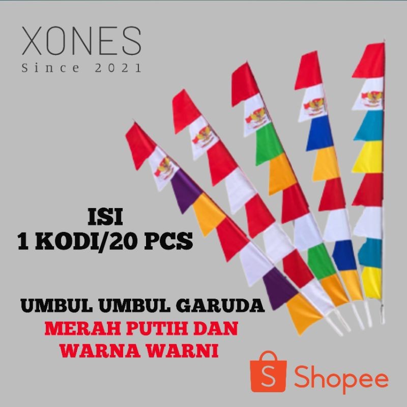 viral Bendera Umbul Umbul Warna Warni Murah harga Grosir 20 pcs/1 kodi Merah Putih Umbul Umbul