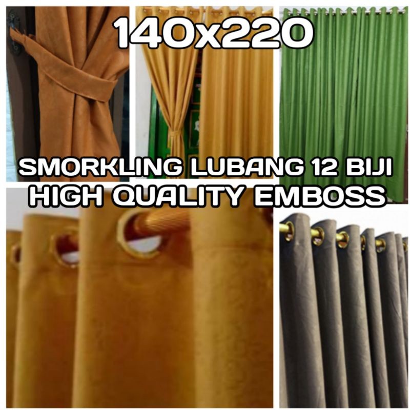 Tahan Lama The Star Gorden Polos Emboss 140X230 Pintu Jendela Model Smorkling 14 Ring Lubang