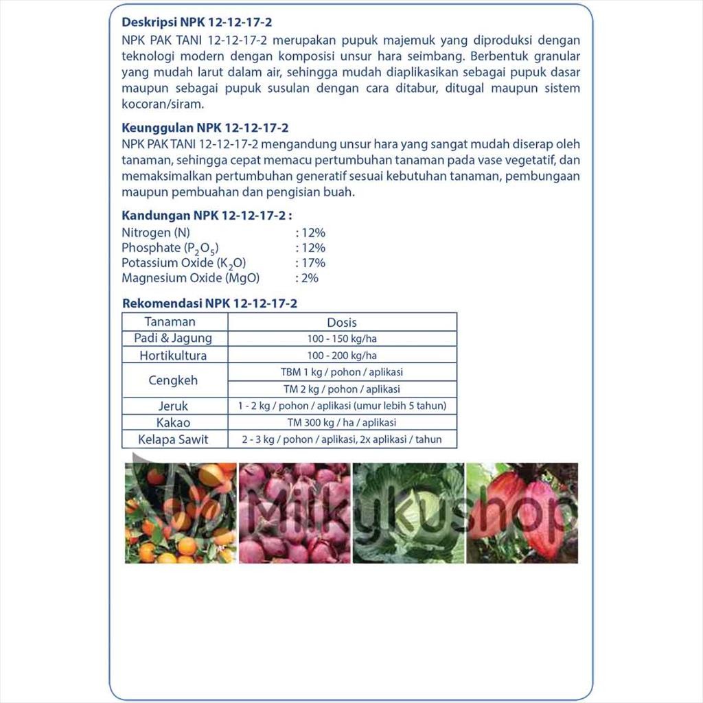 Pupuk Pak Tani NPK 12 12 17 2 Isi 5 Kg Kan Pak