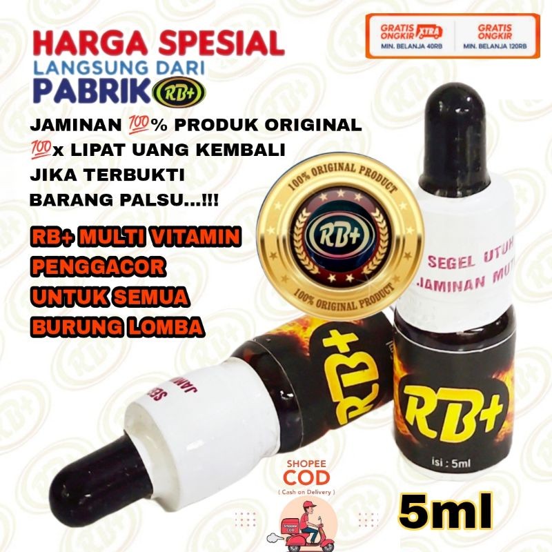 RB+ Vitamin Burung 6ml (Multi Vitamin untuk Burung JUARA)