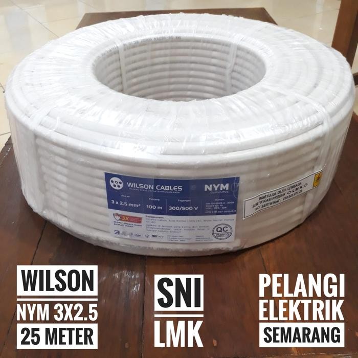 Wilson Kabel Listrik Nym 3X2.5 3X2,5 Kawat Tembaga Sni Lmk - 25 Meter