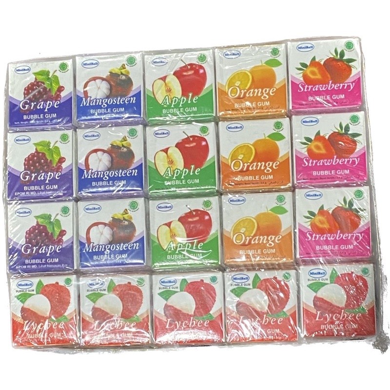 

Permen Karet Aneka Rasa Buah Miniball Isi 100 Pak