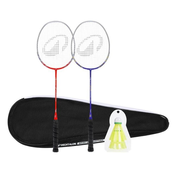 PREMIUM Decathlon PERFLY Set Raket Badminton Dewasa BR190 Merah/Biru - 8862687