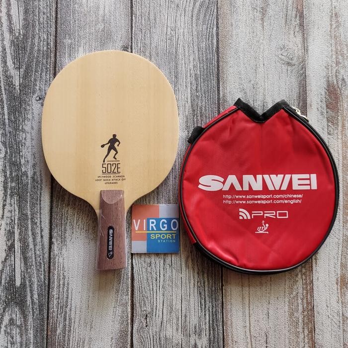 PREMIUM Sanwei 502E CS Carbon penhold+BONUS COVER kayu bet pingpong 100%ORI