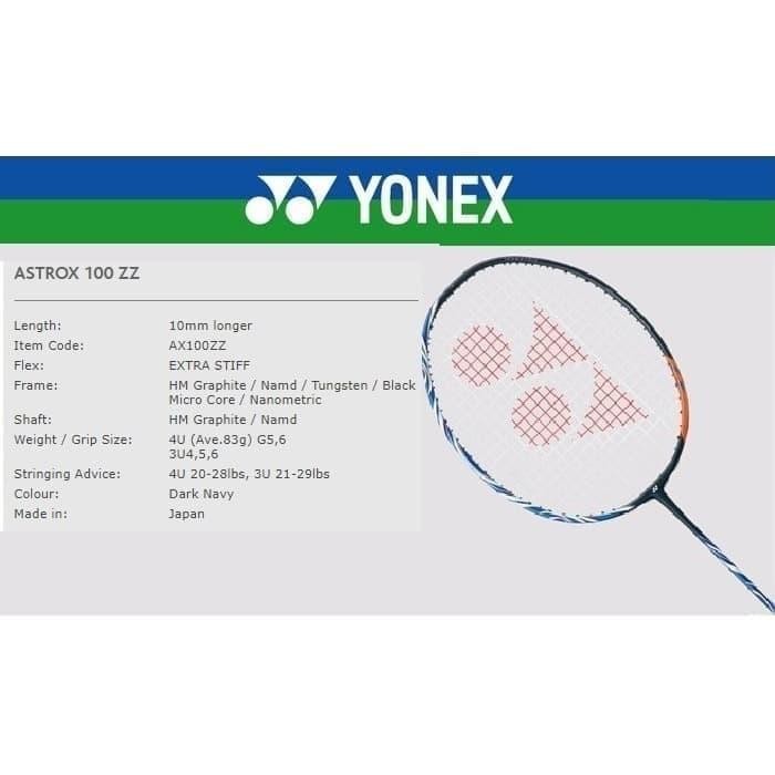 PREMIUM Raket Badminton Yonex Astrox 100 ZZ + Senar + Grip Original
