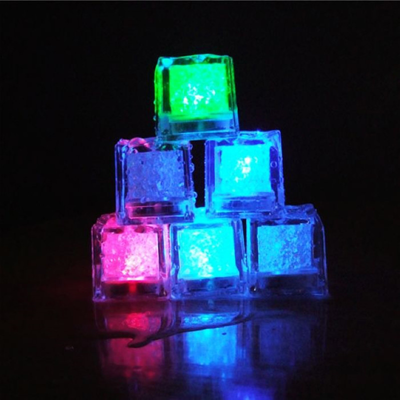1/12pcs Colorful Glowing Ice Cubes Wine Glass Decoration Led Fluorescent Block Flashing Induction Ic