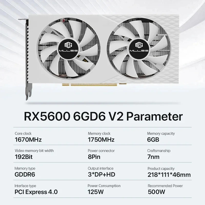 USED Radeon RX5600 Graphic Card GDDR6 6GB Gaming Computer GPU AMD RX5600 6GB Game Desktop Computer G