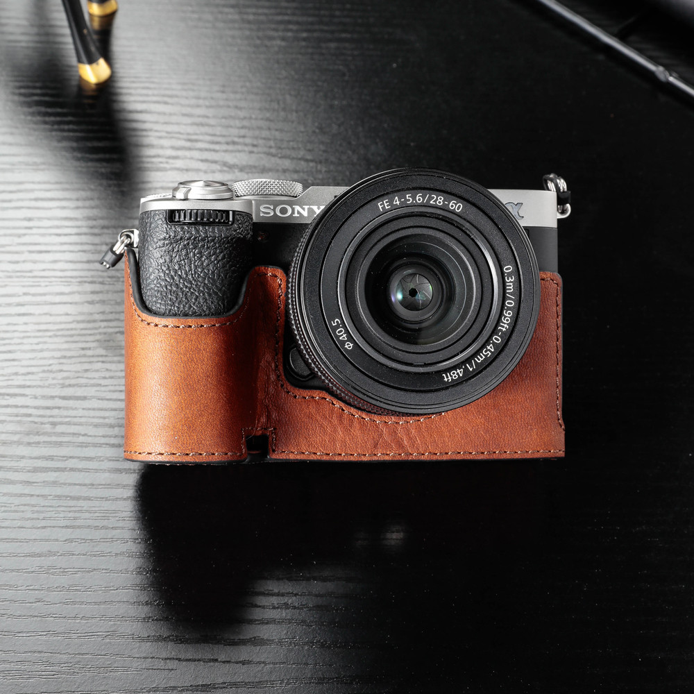 Sony A7C II Handmade Genuine Leather Camera Case Half Bag For Sony A7C A7C II