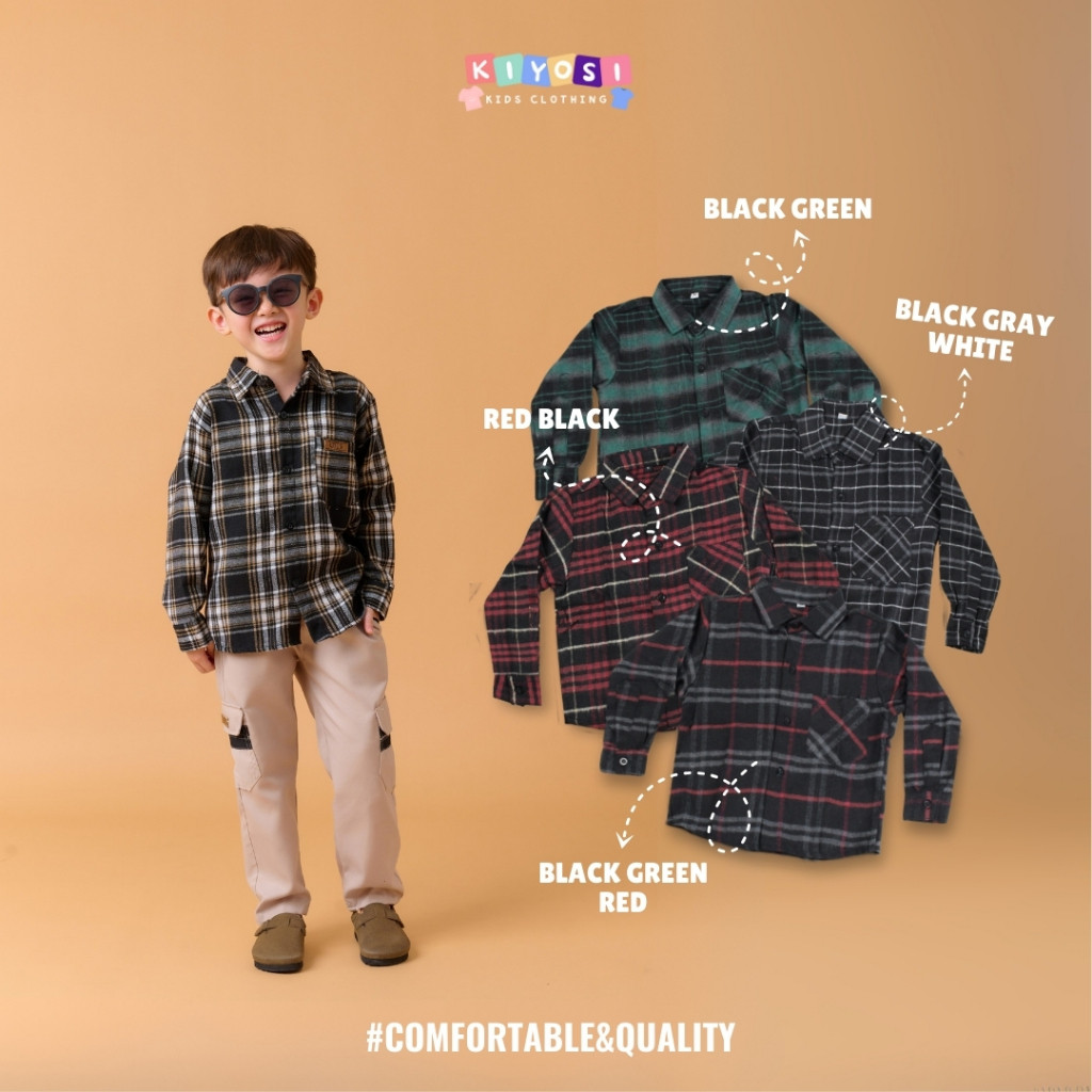 RB223 KIYOSI Kemeja Flanel Anak Premium Kemeja LENGAN PANJANG ANAK 1-6 Tahun