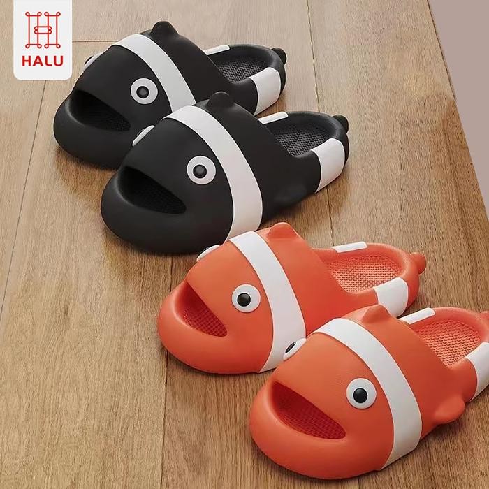 MADE IN INDONESIAHALU Sendal Anak Laki Laki Sandal Slop Motif Ikan Nemo Lucu Prempuan Laki - Laki