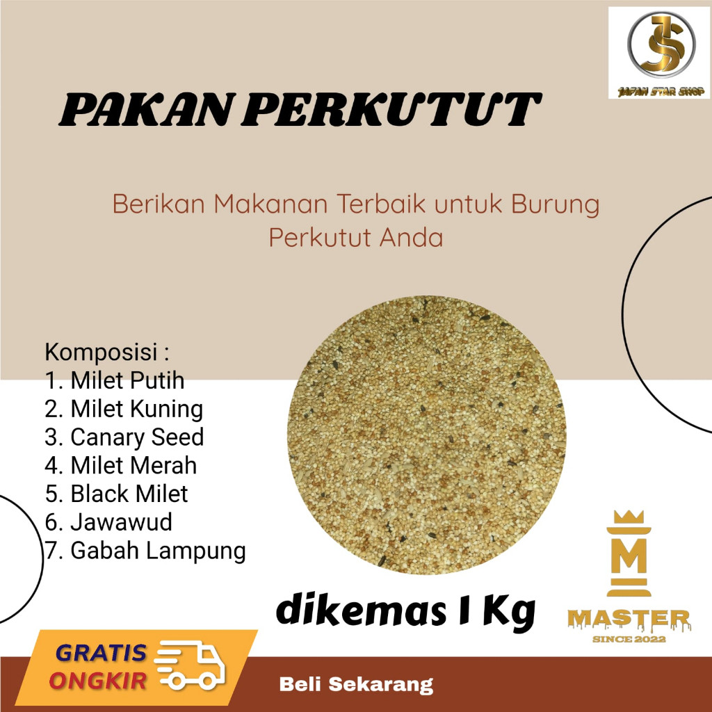 MASTER Perkutut Pakan Burung PerKutut Kemasan 1 Kg KEMASAN ALUMUNIUM