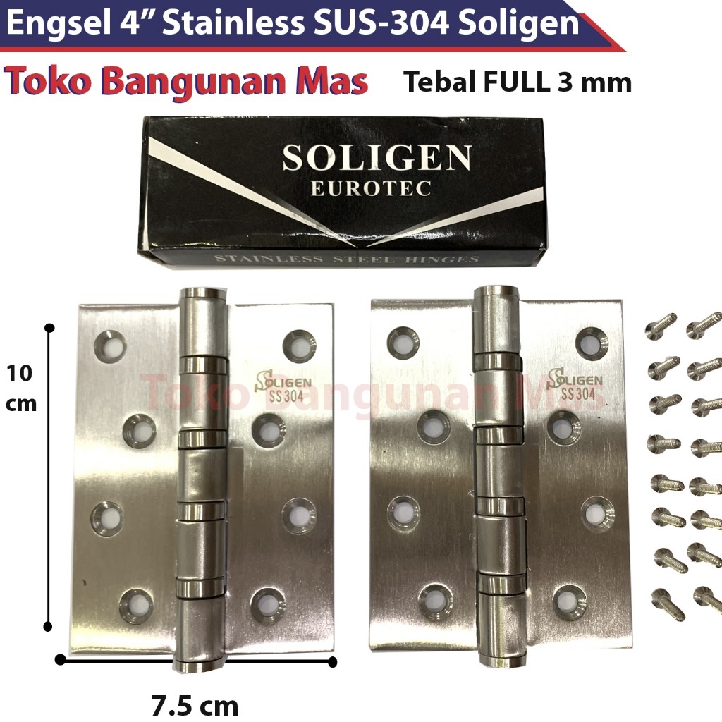 Engsel STAINLESS SUS-304 Soligen 4" / Engsel 4" Stainless SUS-304 Bearing