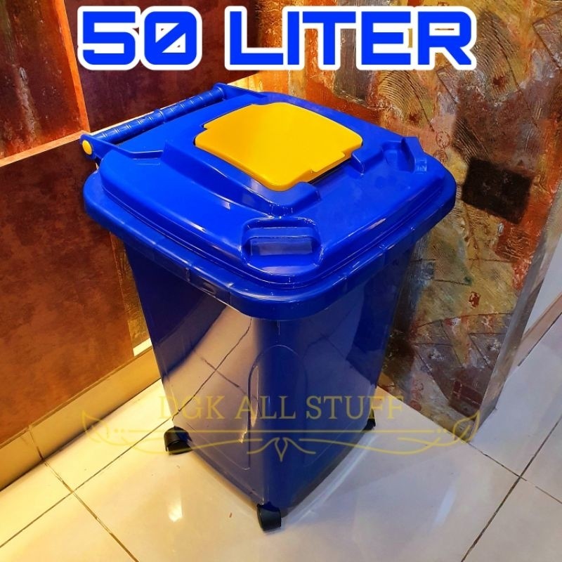 Unik Tong Tempat Sampah Plastik Dustbin Besar Roda Beroda 50 Liter 50L 50 L Murah