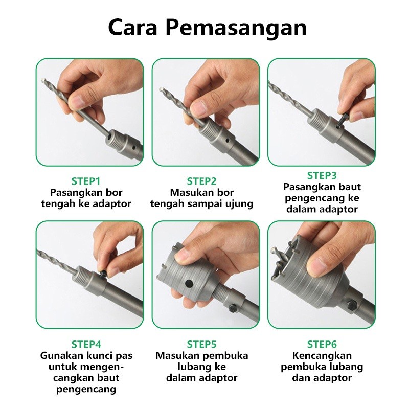 ISKU [SET]Mata Bor Hole Saw Pelubang Beton Tembok/Mata Bor Hole Saw Set/SDS Plus Mata Bor Bobok