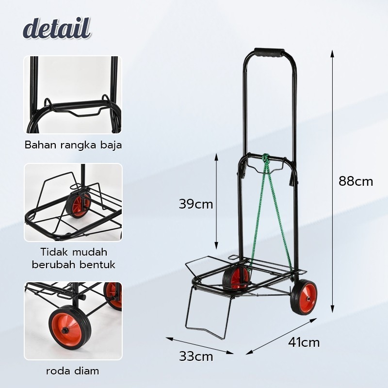Troli Belanja lipat Keranjang Supermarket Tas Troli Belanja Trolley Roda