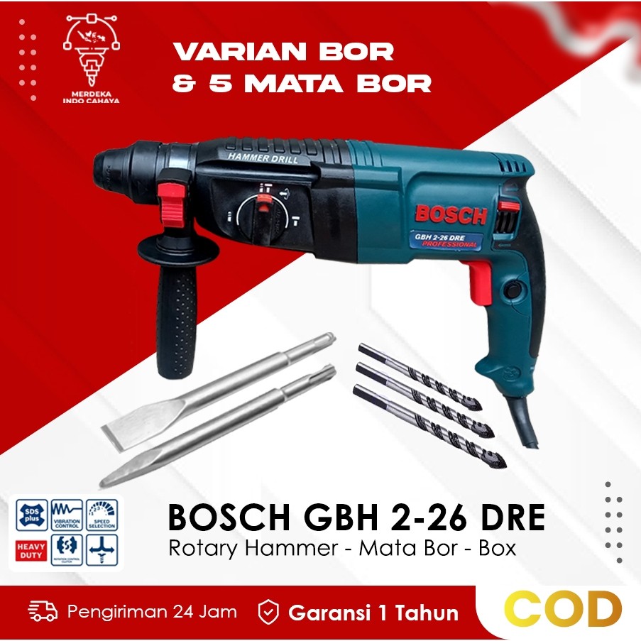DISKON TERMURAH  Mesin Bor Bobok Beton Bosch GBH 2-26 DRE Rotary Hammer dg 3 Fungsi (Mesin Bobok)