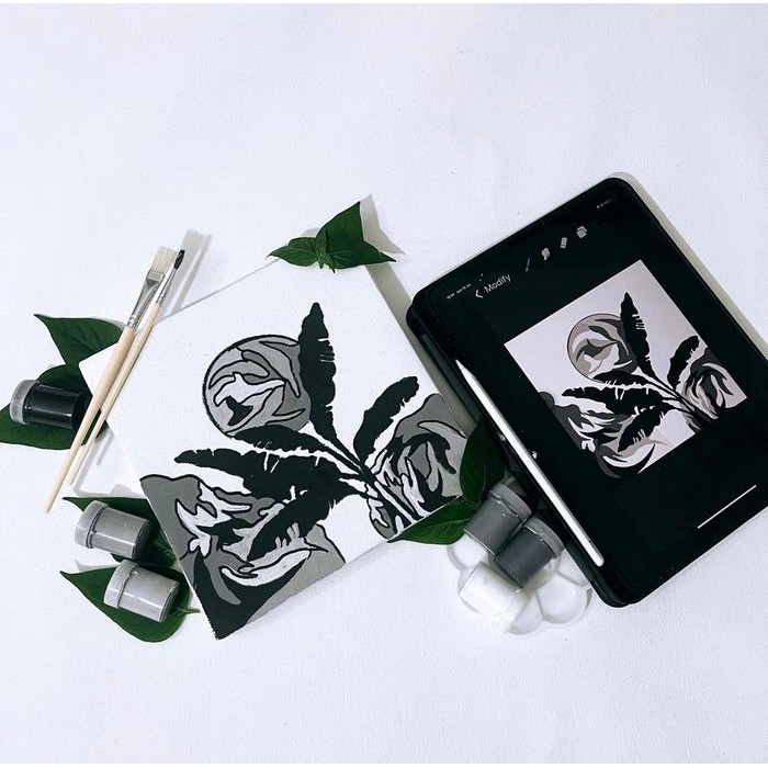 

Art - Set Melukis (Diy Kit) Paint By Number [20 X 20] Seri Monochromatic!