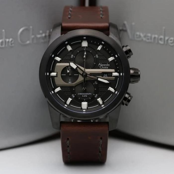 Jam Tangan Alexander Christie Pria Ac 6270 Original - Brown Black