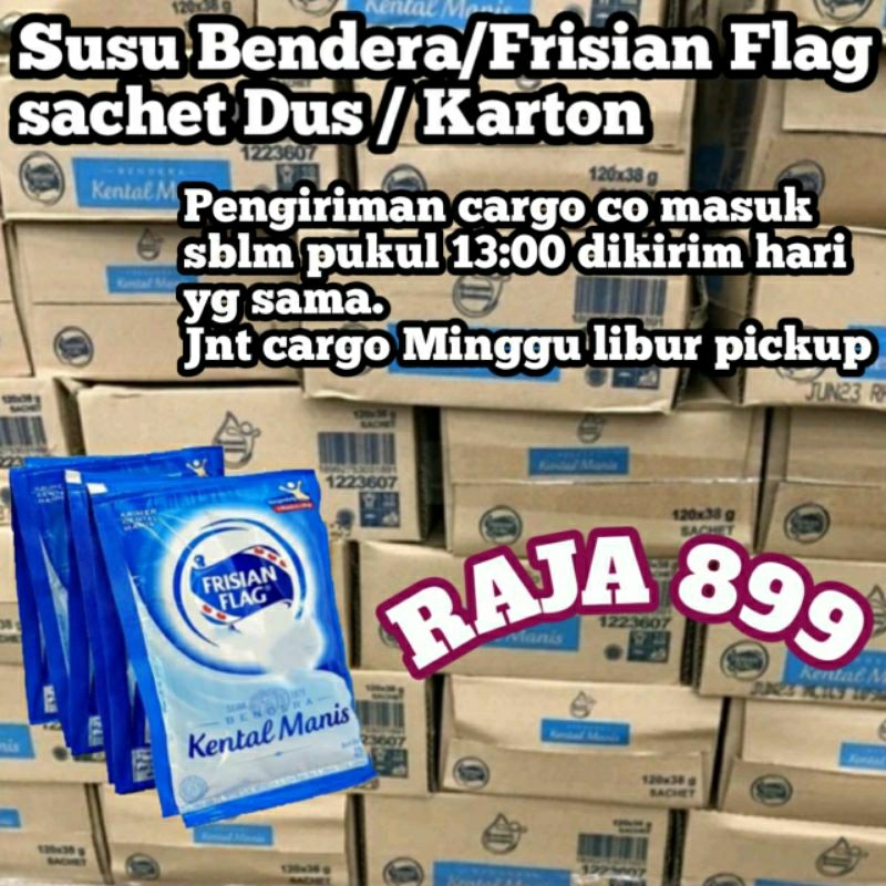 

SUSU BENDERA SACHET/SASET FRISIAN FLAG SACHET PUTIH & COKLAT DUS ISI 20 PACK (120 X 38GR)