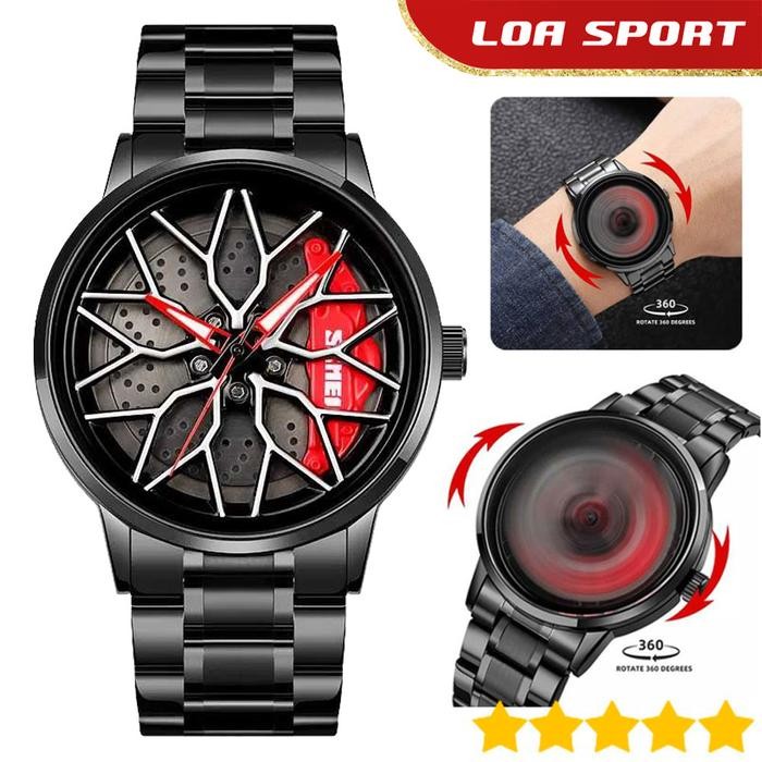 Jam Tangan Velg Mobil Racing Berputar Skmei 1990D Spinning Wheel Rim