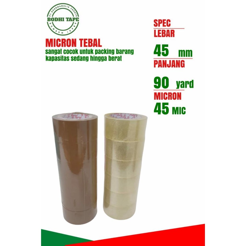 

Neosign - Lakban Bening/Coklat Bodhi Tape Ukuran 45Mm X 90Yard 1 Dus Gojek/Grab