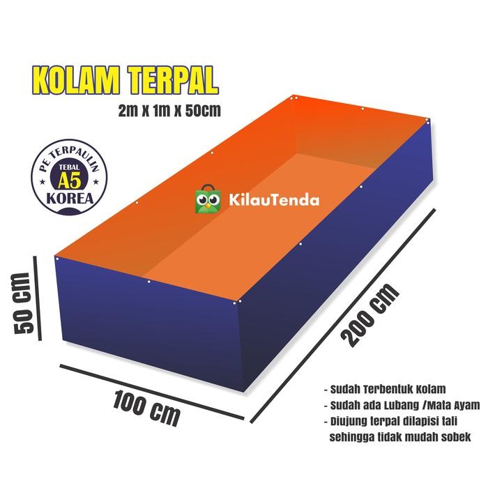 Terpal Kolam Ikan 2x1x0,5m Kolam Terpal 2x1 Tipe A5 Korea