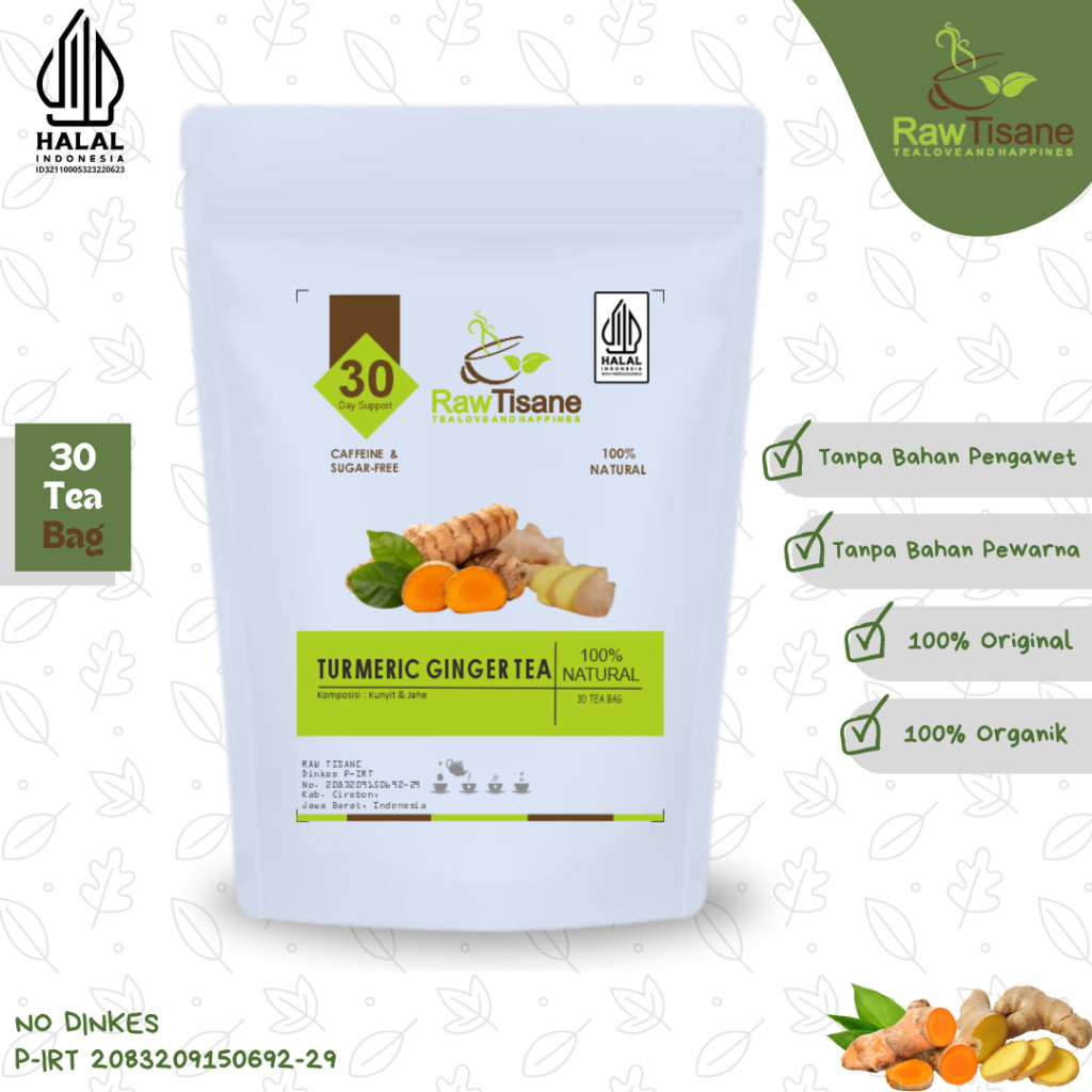 

RAW TISANE Turmeric Ginger Tea : Teh Celup Kunyit & Jahe Isi 30 Tea Bag