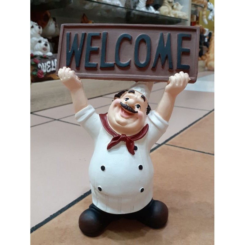 patung pajangan koki welcome chef selamat datang restoran cafe dekorasi dapur