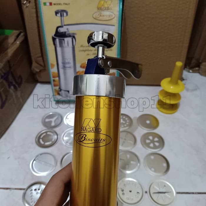 cetakan kue kering akar kelapa semprit gold kuningan 20pcs / cetakan kue semprit akar kelapa nagako