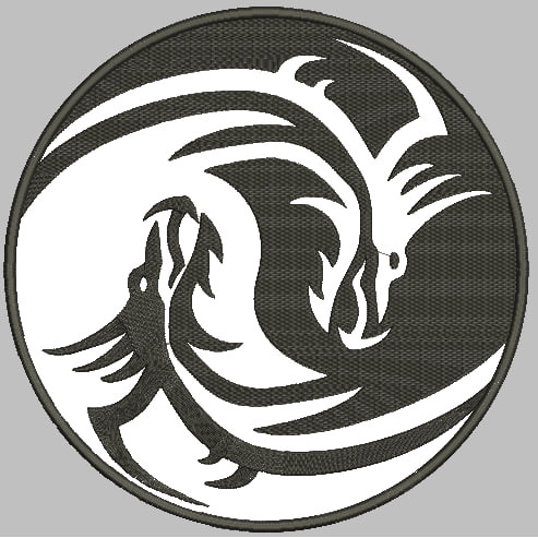 BCP-197 PATCH BORDIR DRAGON NAGA MONOGRAM ROUND LOGO/EMBLEM AKSESORIS