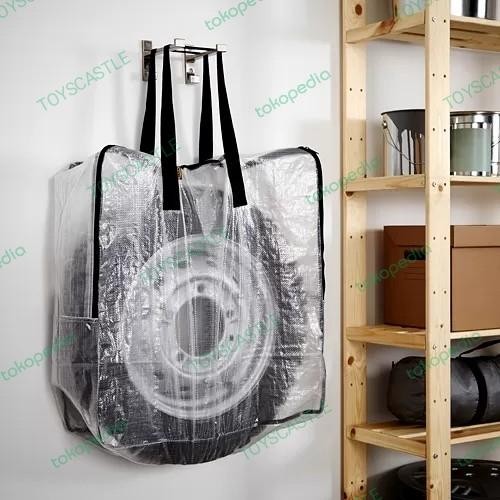 Tas belanja besar putih transparan kantong laundry jumbo resleting