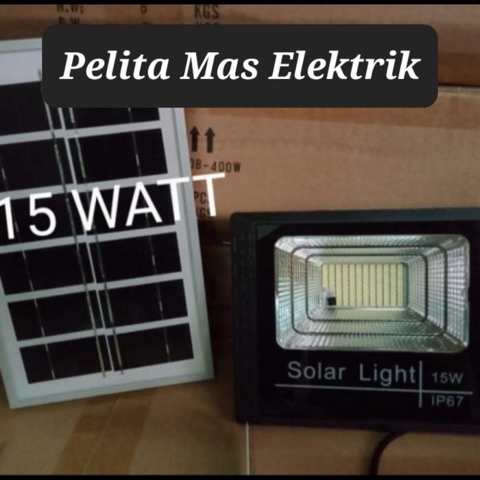 Paling Baik Lampu Sorot Solar Cell Tenaga Surya 15 Watt Lampu Tembak Led 15W Panel