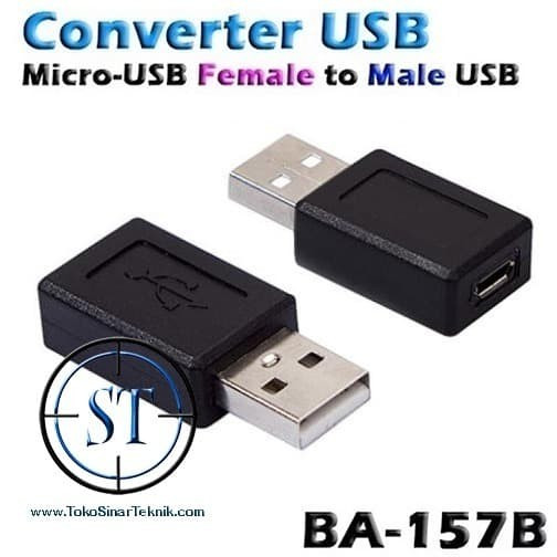 [YE] Converter Micro USB Female to Male USB 2.0 Sambungan Socket Micro-USB BA-157B