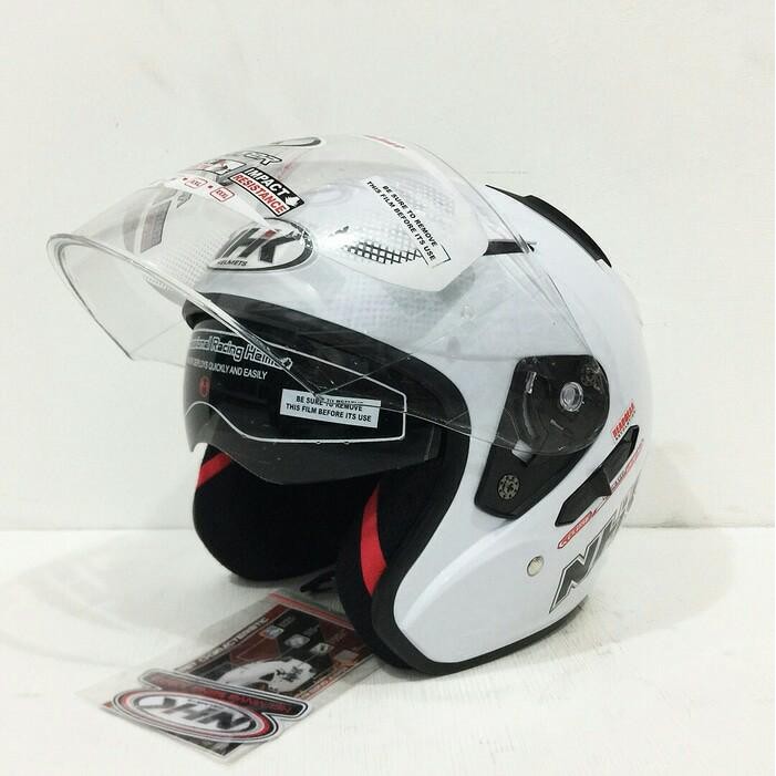 Helm Nhk R1 Solid White Putih Double Visor