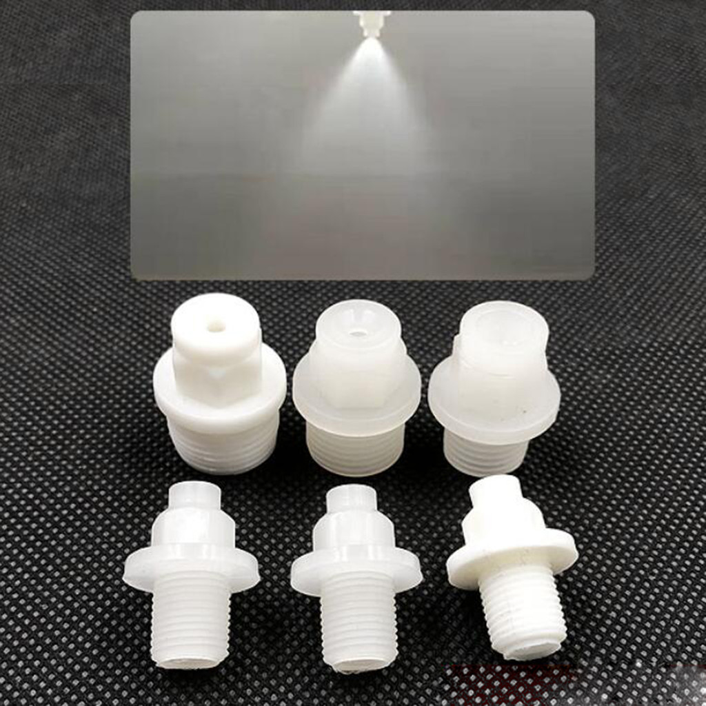 Nosel Plastik PP Putih 1/8 Benang Jantan Kerucut Padat Penutup Bulat Pelembap Kabut Kabut KY 1.3 3 4