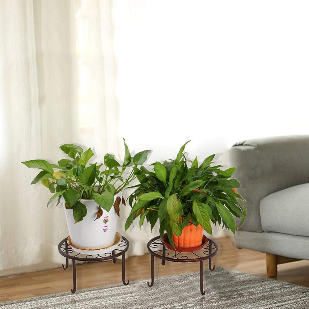 Rak Bunga Besi Gaya Eropa Lantai Bonsai Berlubang Tanaman Hias Berdiri Perunggu Pot Lanskap Dasar un