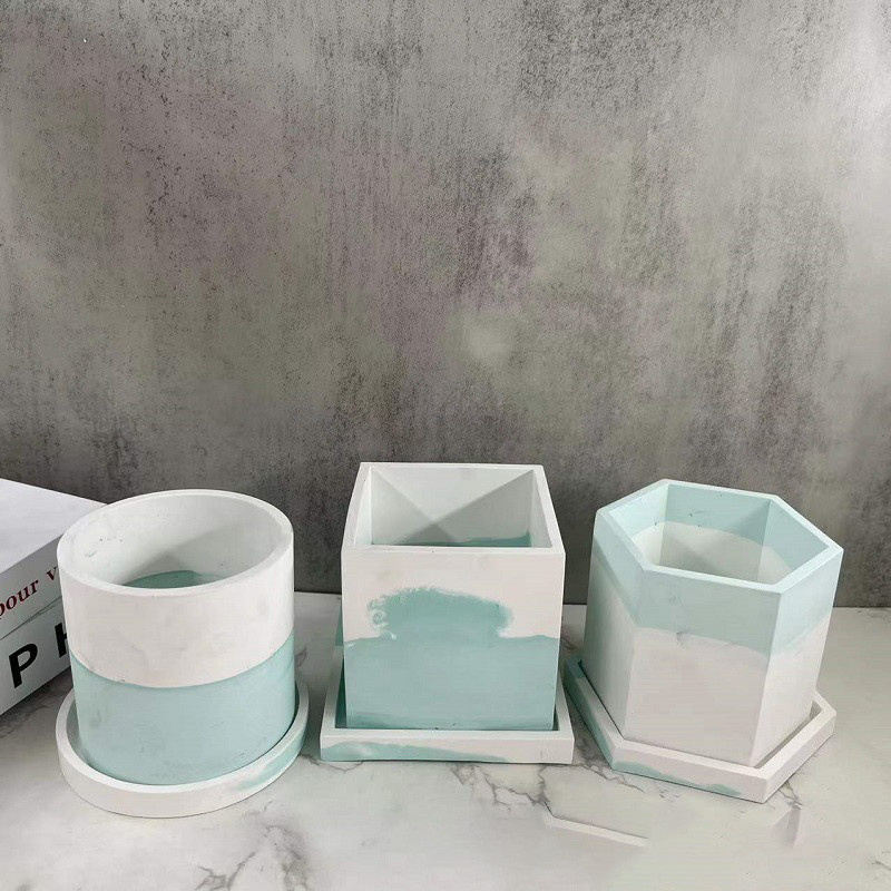 Pot Bunga Besar Tanah Liat Cetakan Penanam Silinder Silikon Buatan Tangan Cetakan Vas Resin Beton Po