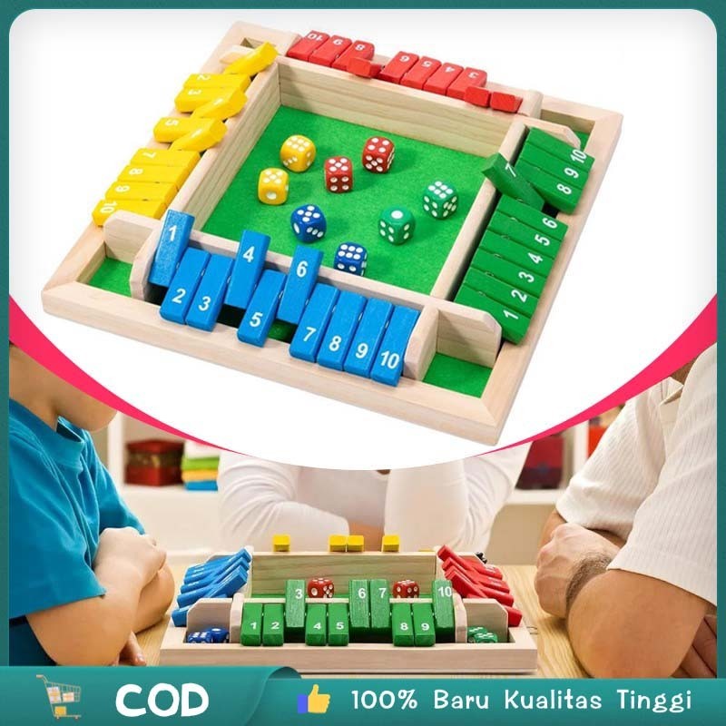 4 Warna Mainan Board Game The Box Board Gae Untuk Keluarga Glory Shut the box board game Dadu Shut