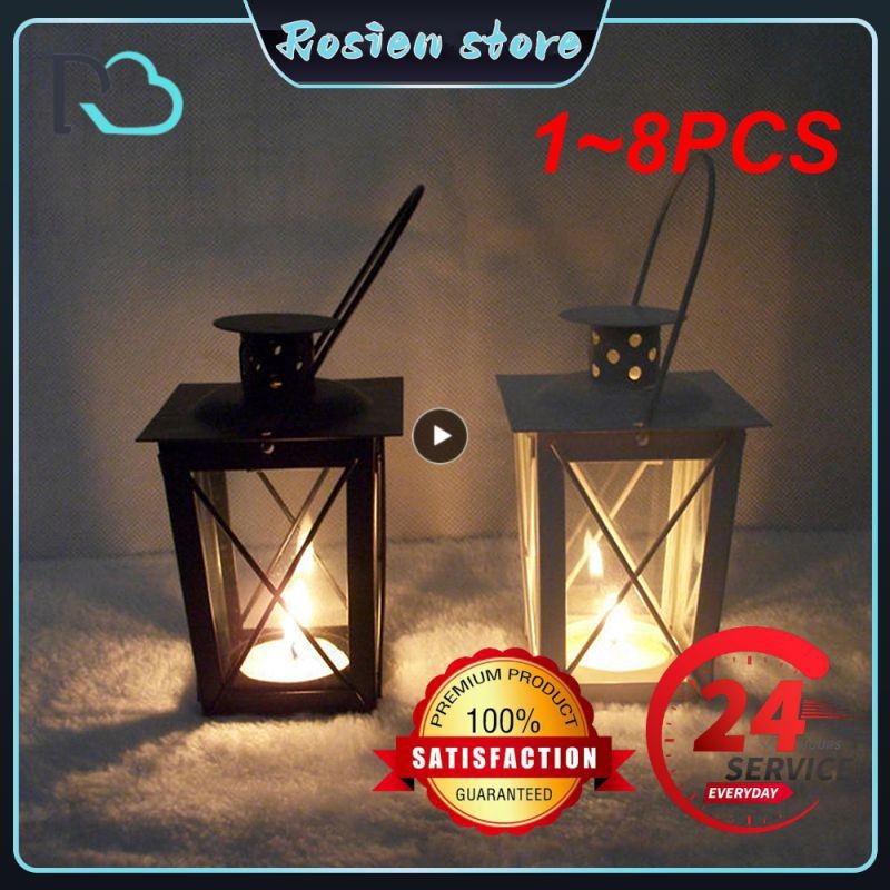 1 ~ 8 Buah Tempat Lilin Lentera Logam Retro Lampu Teh Luar Ruangan Pernikahan Malam Taman Gaya Perni