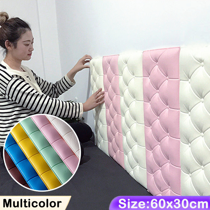 Stiker Dinding Tiga Dimensi 3D Berperekat Tatami Tebal Bantalan Tikar Dinding Anti-tabrakan Bantal L