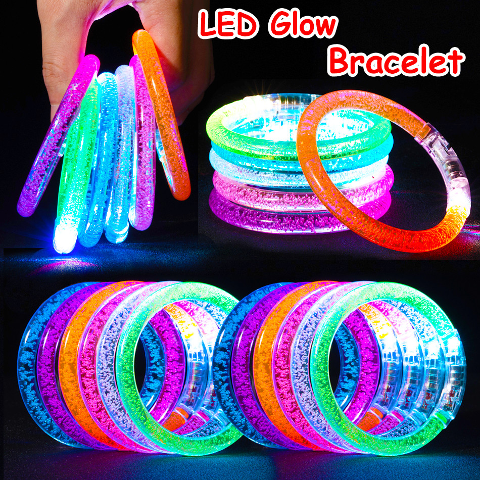 10/15/30/50 Buah Gelang LED Gelang Menyala Gelang Menyala Dalam Gelap Perlengkapan Pesta Gelang Neon
