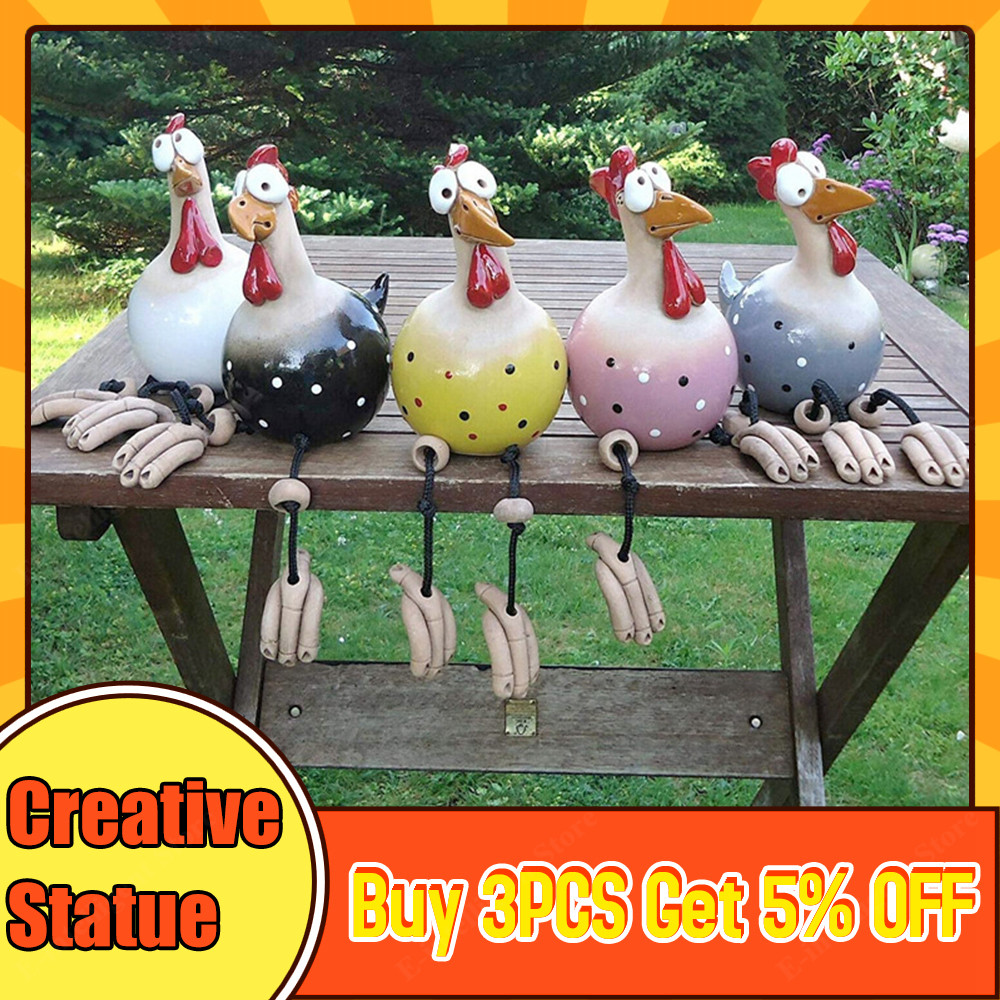 Patung Ayam Lucu Kerajinan Resin Patung Ayam Bermata Besar Dekorasi Taman Luar Ruangan Rumah Patung 